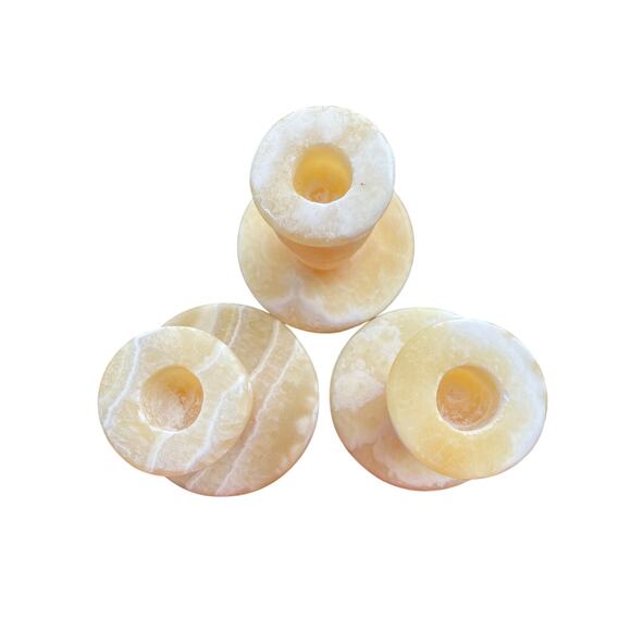 Restoration Hardware Alabaster Tapered x 3 Candleholders - Picture 5 of 7